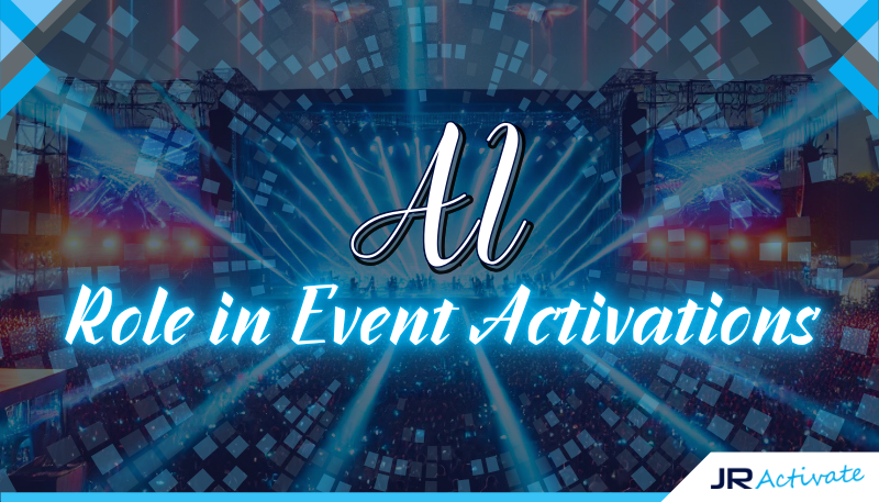 AI Role in Event Activations" text over a bright, illuminated stage with a live crowd.